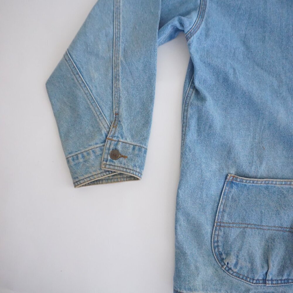 Vintage Sun Belt Blue Cotton Denim Jacket Noahs Ark Cabincore Farm Animals L - Picture 6 of 14